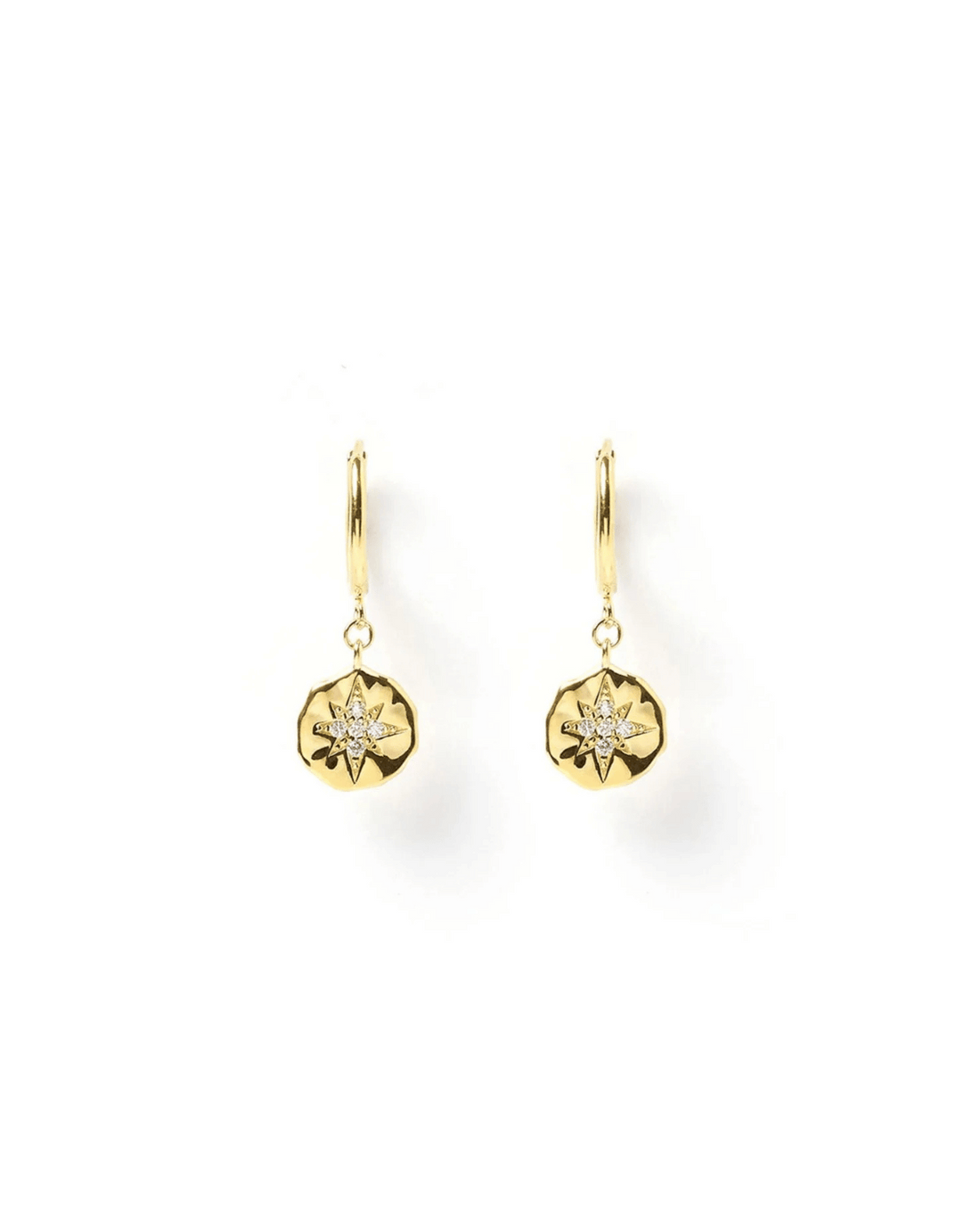 Estrella Gold & Zircon Hoop Huggies by Arms of Eve