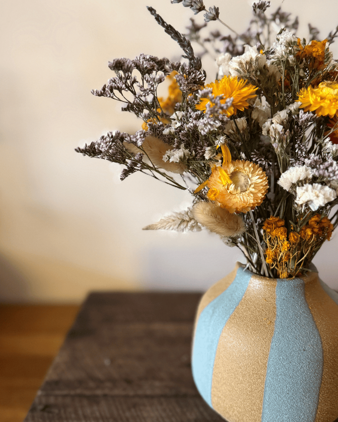 Everlasting Flower Vase - Beige Stripe