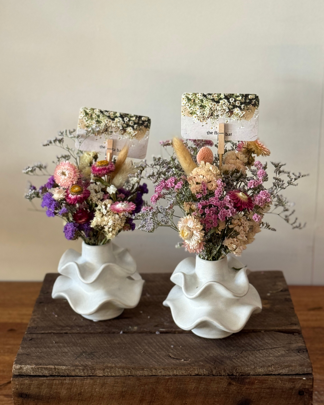 The Flora Bar Everlasting Vase ❘ Mini White Ruffle - Florist Muswellbrook Polly &amp; Co