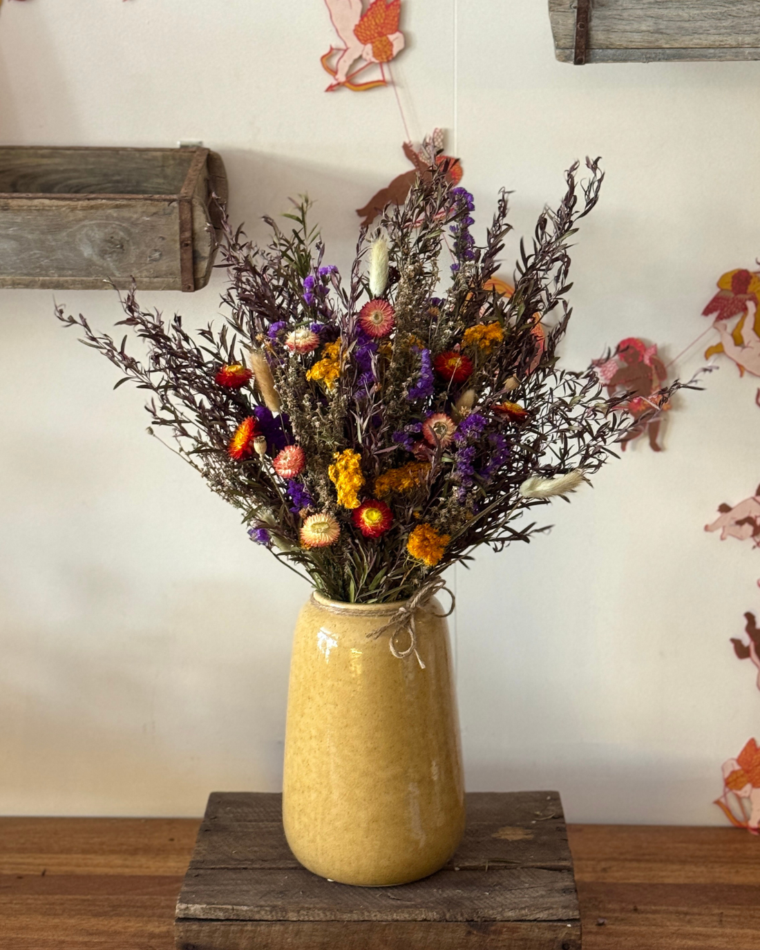 The Flora Bar Everlasting Vase ❘ Mustard Bloom  - Muswellbrook Florist Polly &amp; co