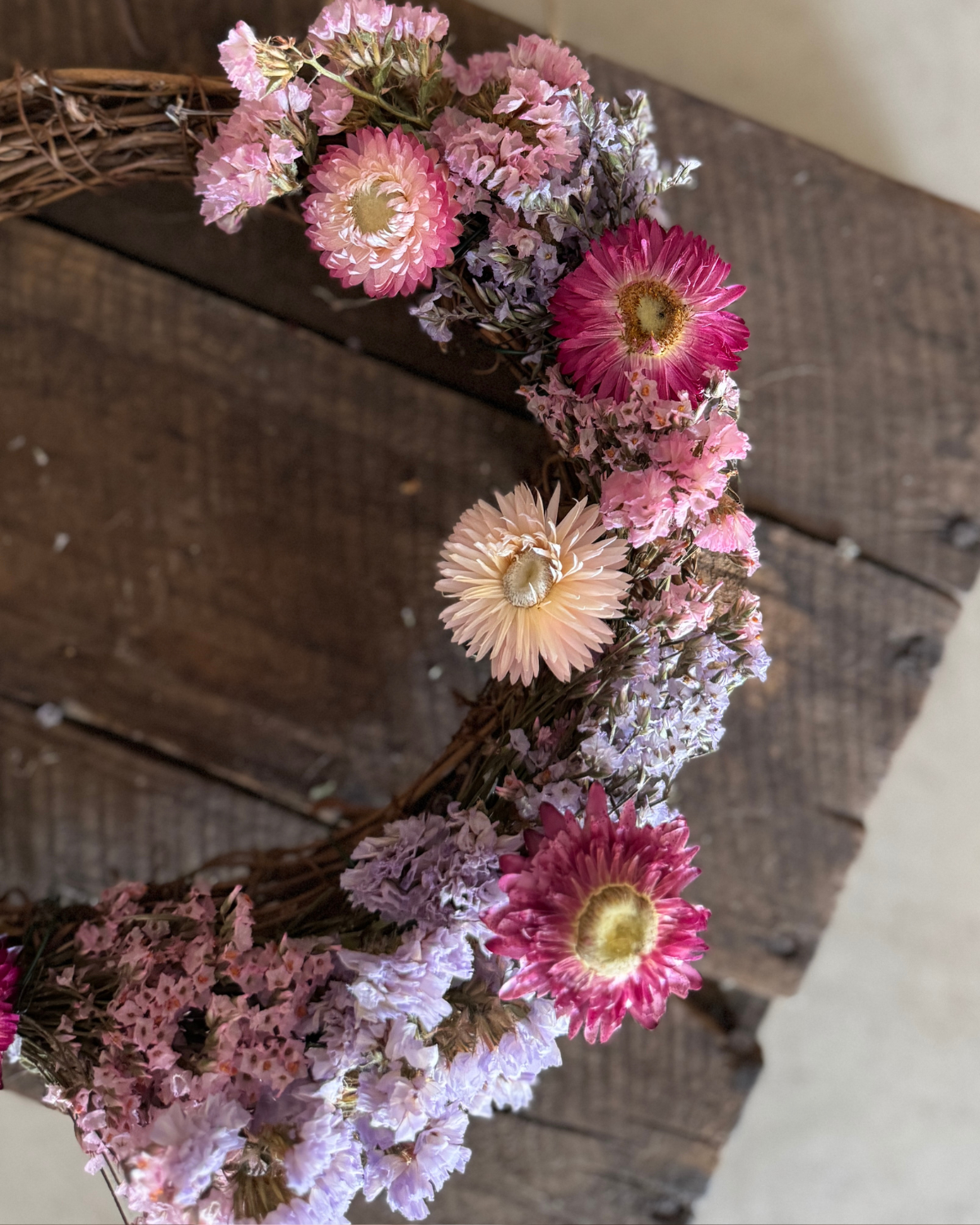 The Flora Bar Everlasting Wreath ❘ Pink &amp; Purple Wildflowers 