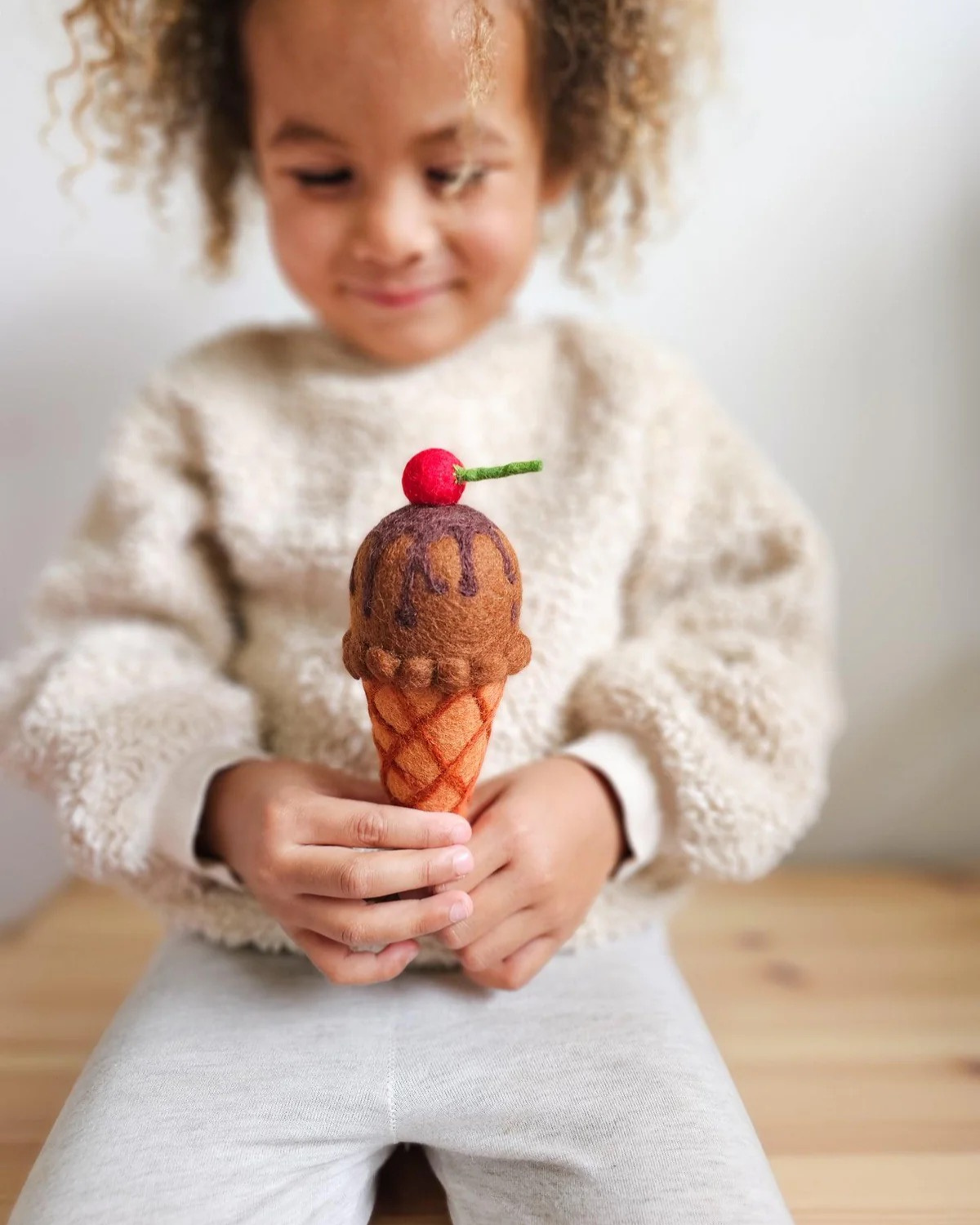 Felt Double Chocolate Ice Cream with Cherry by Tara Treasures 