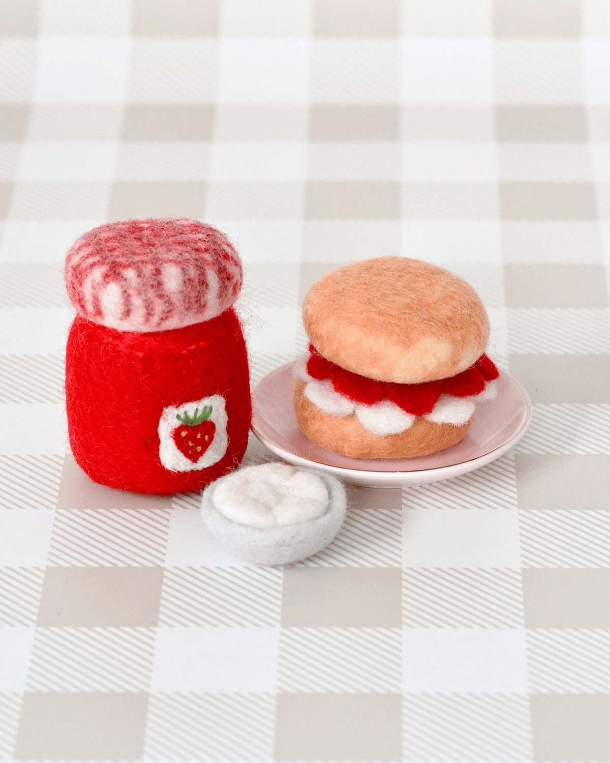 Felt Strawberry Jam and Scones Set by Taras Treasures 