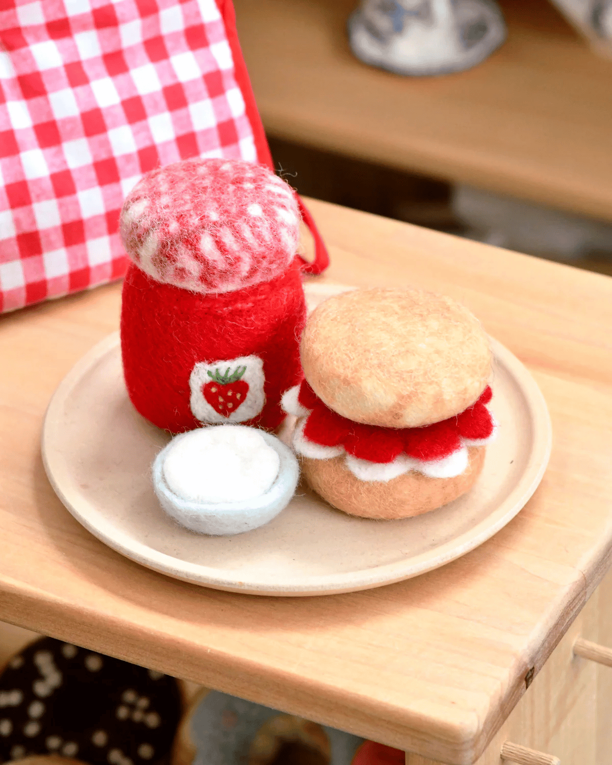 Felt Strawberry Jam and Scones Set by Taras Treasures 