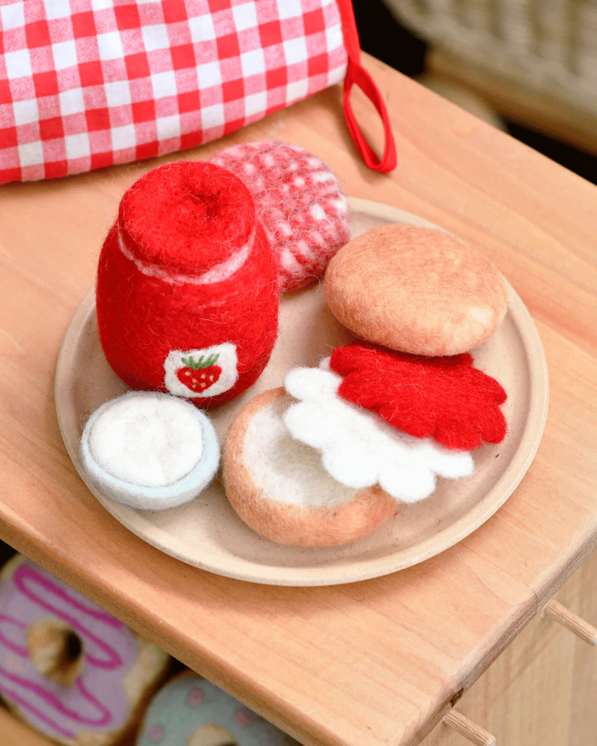 Felt Strawberry Jam and Scones Set by Taras Treasures 