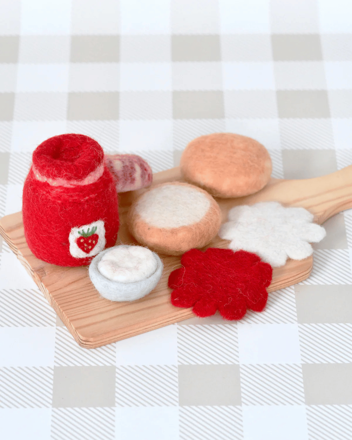 Felt Strawberry Jam and Scones Set by Taras Treasures 