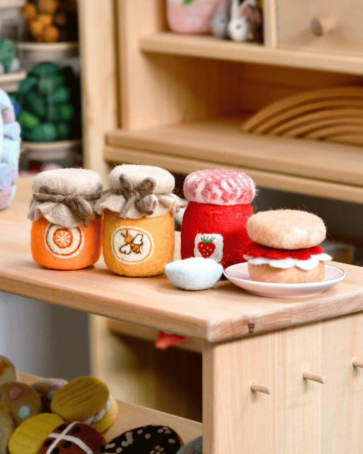 Felt Strawberry Jam and Scones Set by Taras Treasures 