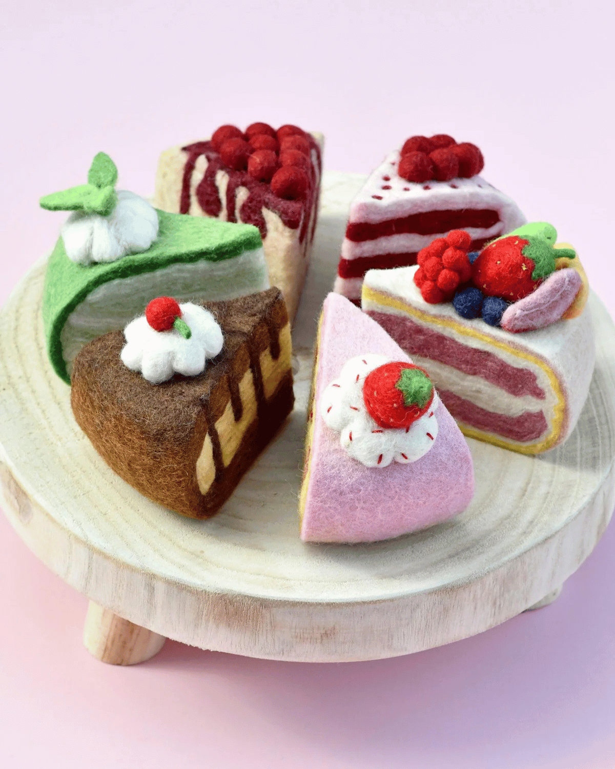 Felt Strawberry Torte Slice by Taras Treasures