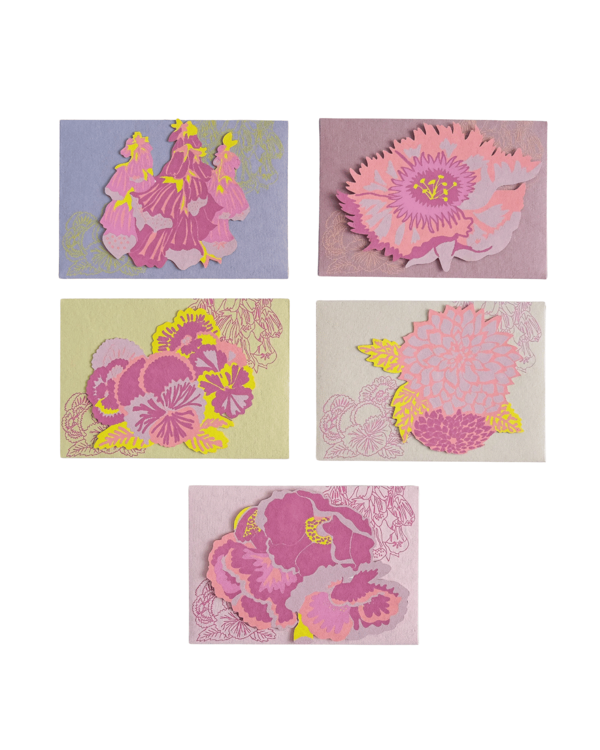 Floral Notelet Set by East End Press - pack of 5 greeting cards