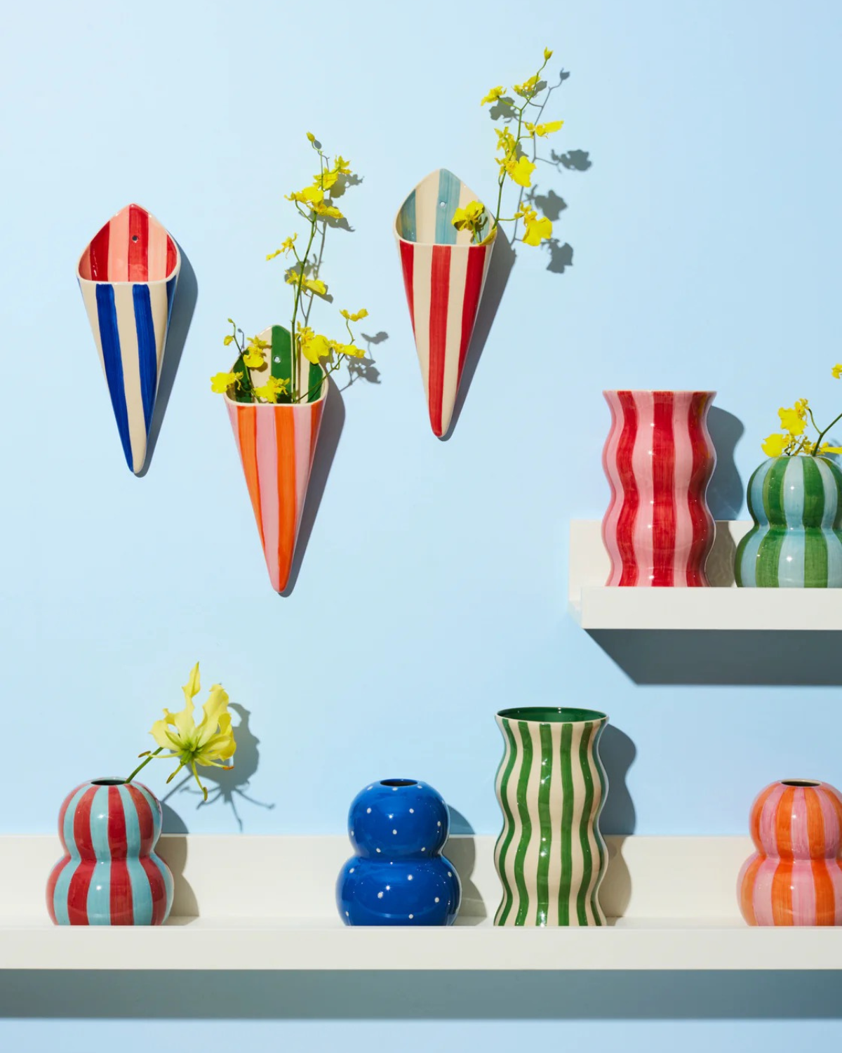 Folly Wall Vase Pink Stripe by Jones &amp; Co 