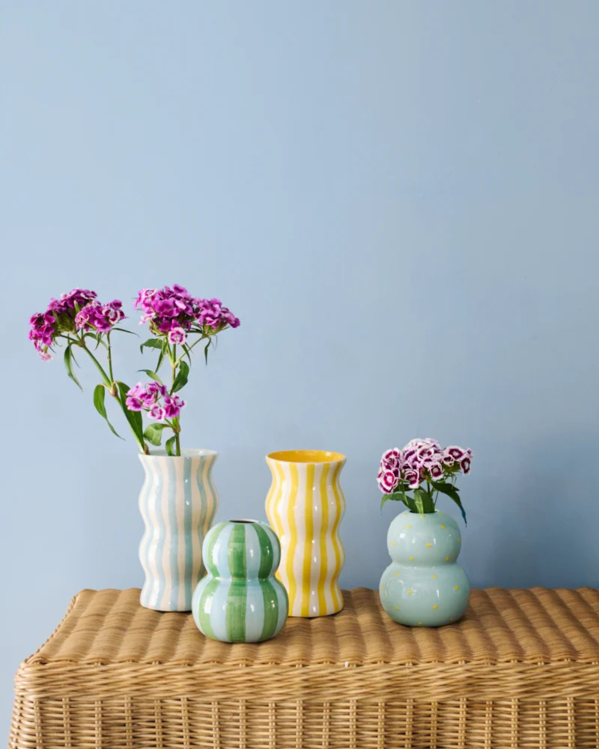 Fonda Green Blue Stripe Vase by Jones &amp; Co 