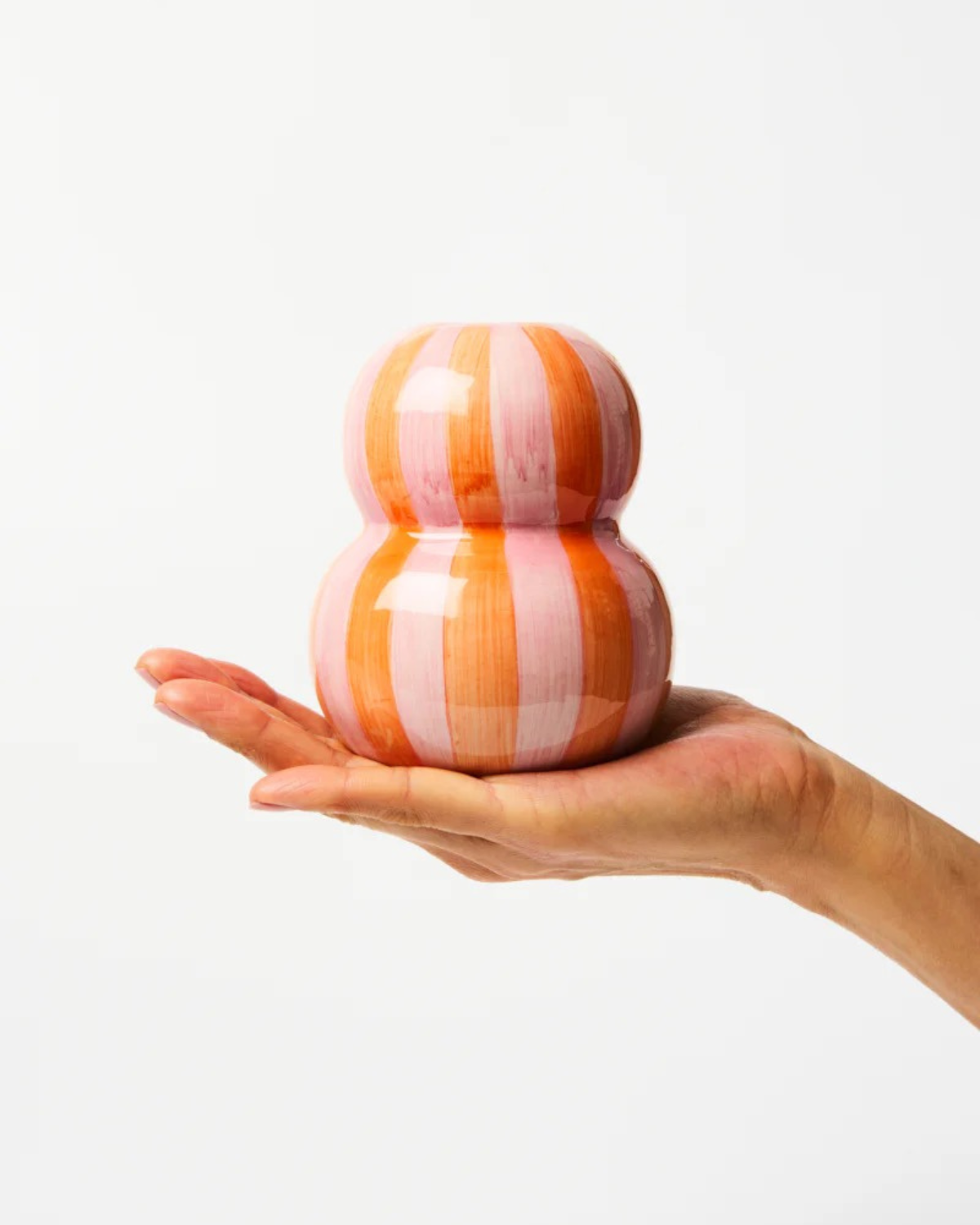 Fonda Pink Orange Stripe Vase by Jones &amp; Co