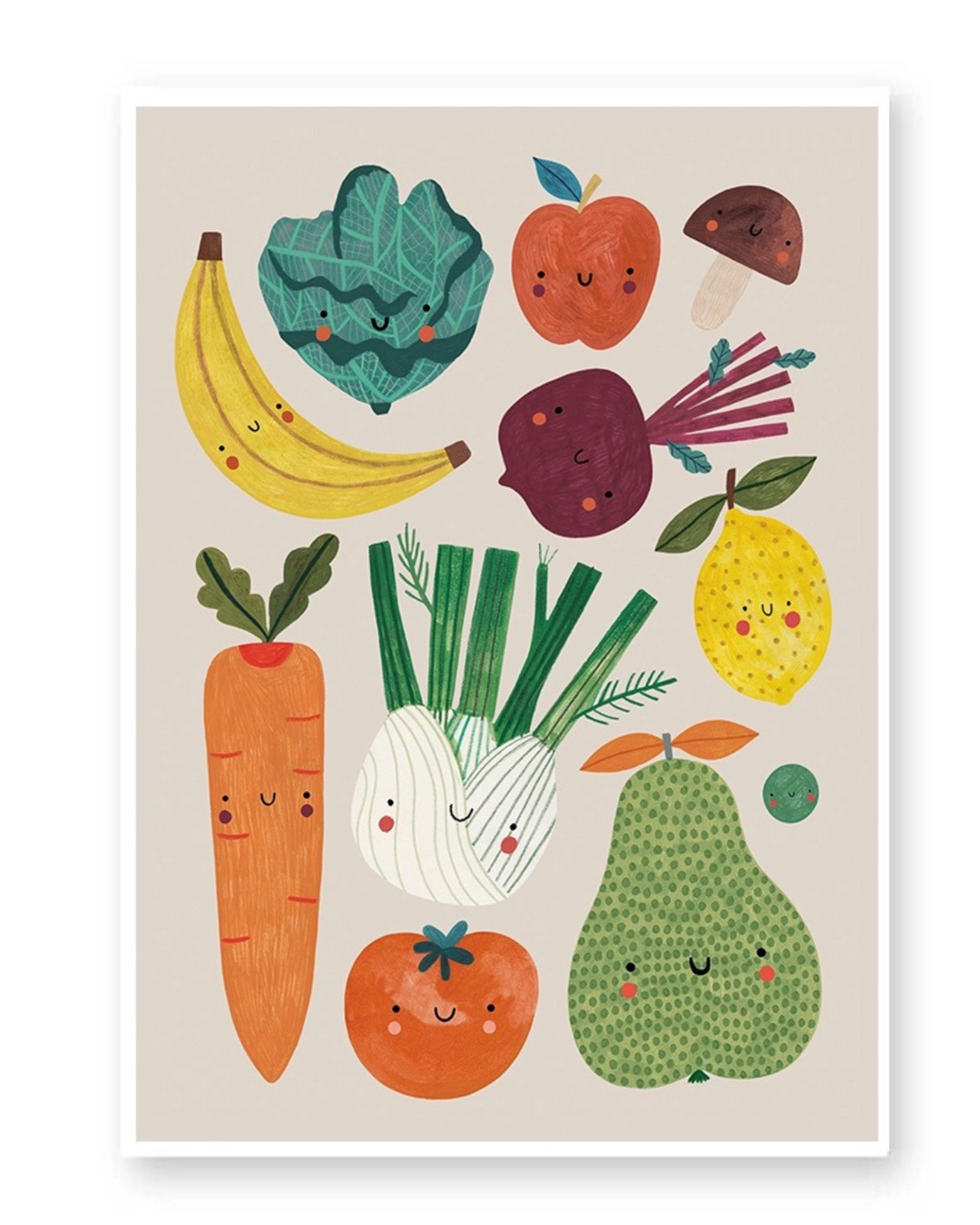 Fruits and Veggies - Wall Art Print by Daria Solak Illustrations 