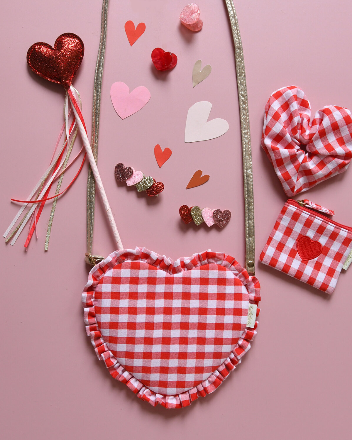 Gingham Ruffle Love Heart Bag by Rockahula Kids 