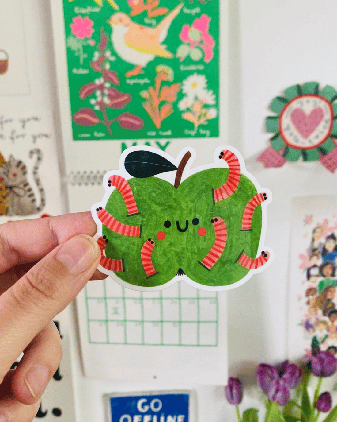 Green Apple Sticker&amp;nbsp;by Daria Solak Illustrations 