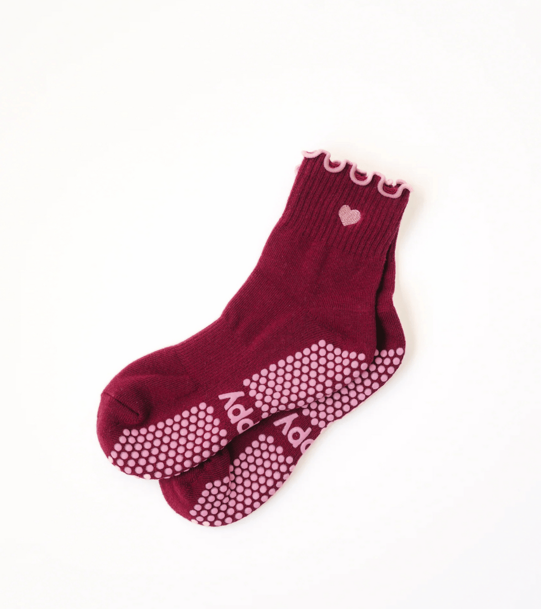Cherry + Pink Frill Grippy Socks