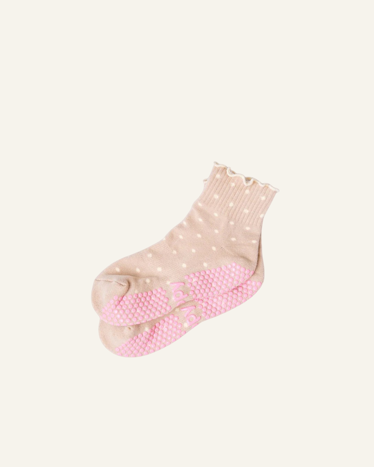 Beige Dotty Pilates Grip Socks