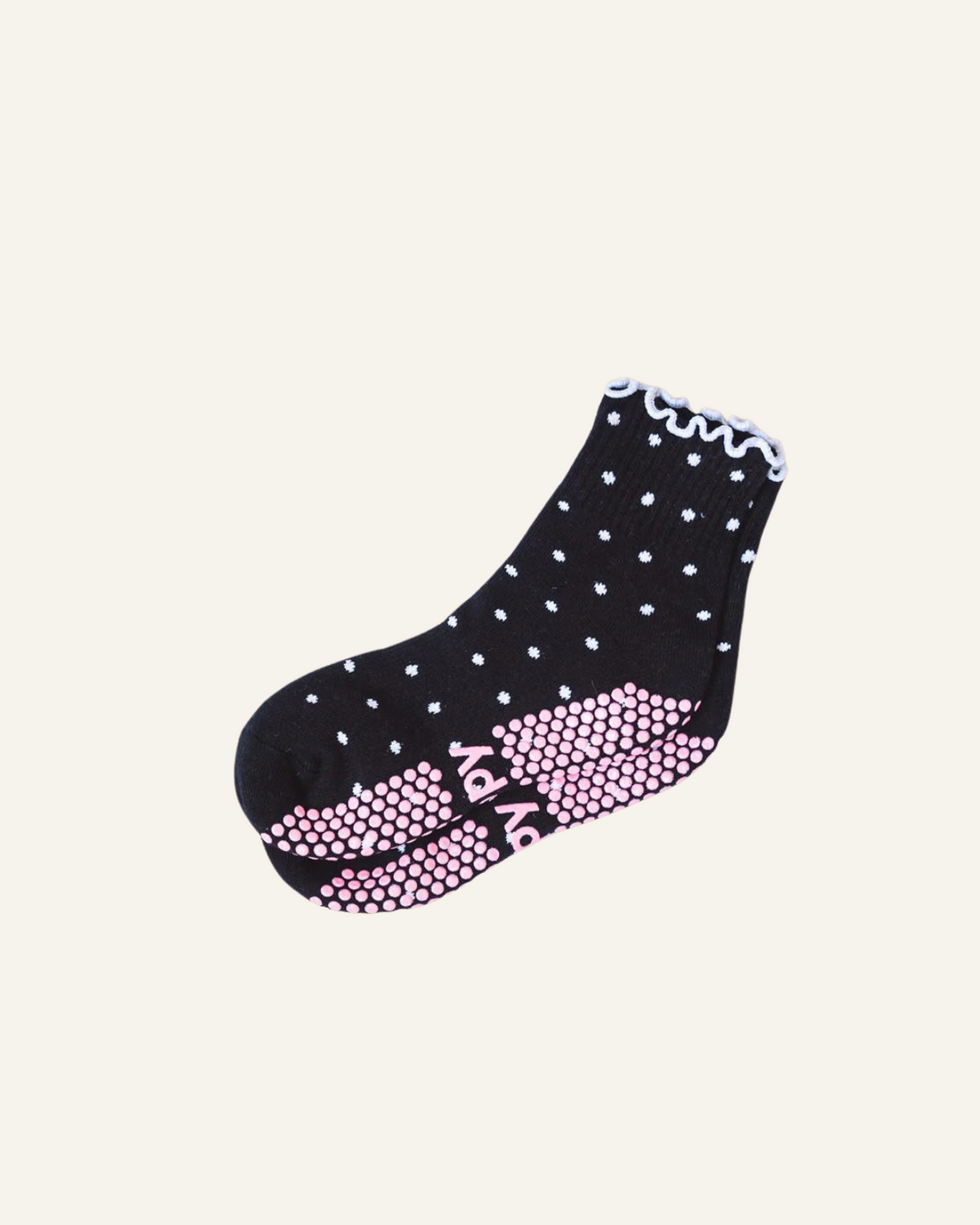 Black Dotty Frill Pilates Grip Socks