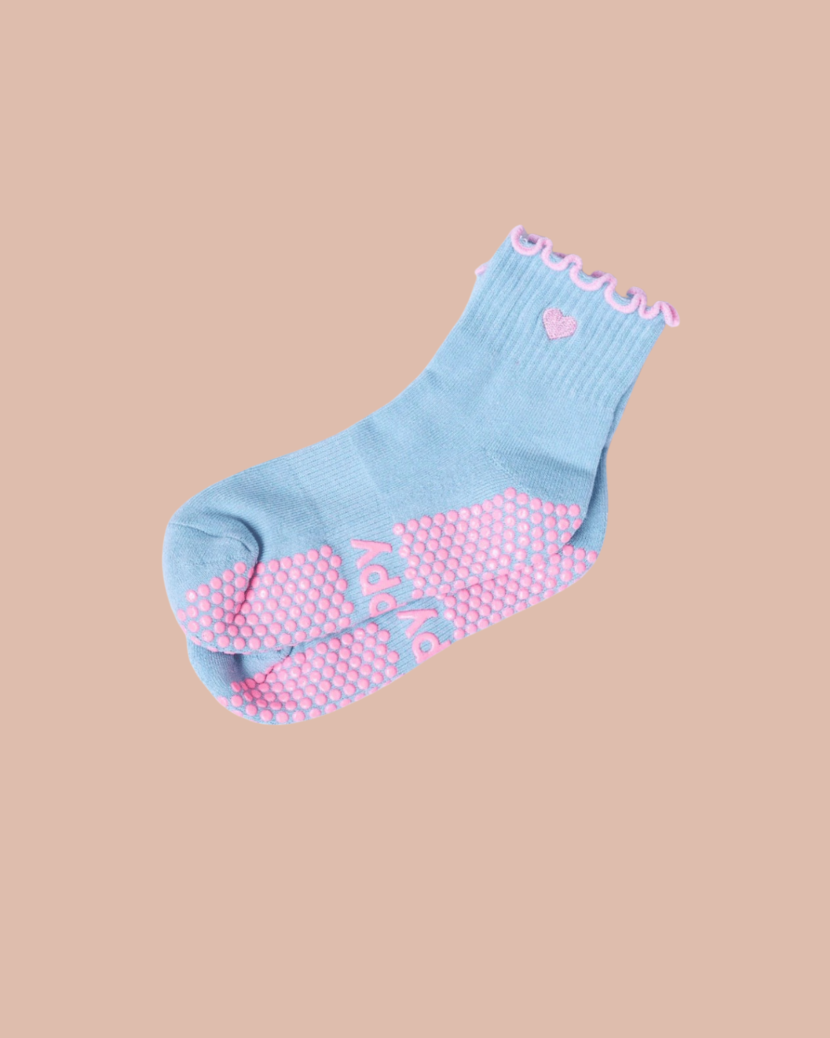 Blue + Pink Frill Ankle Pilates Grip Socks