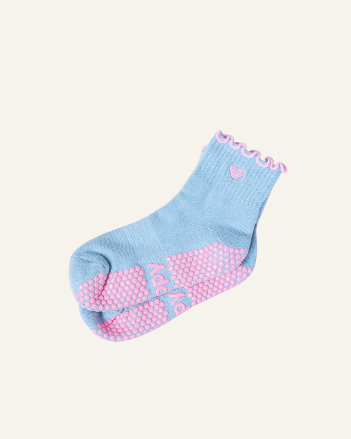 Blue + Pink Frill Ankle Pilates Grip Socks