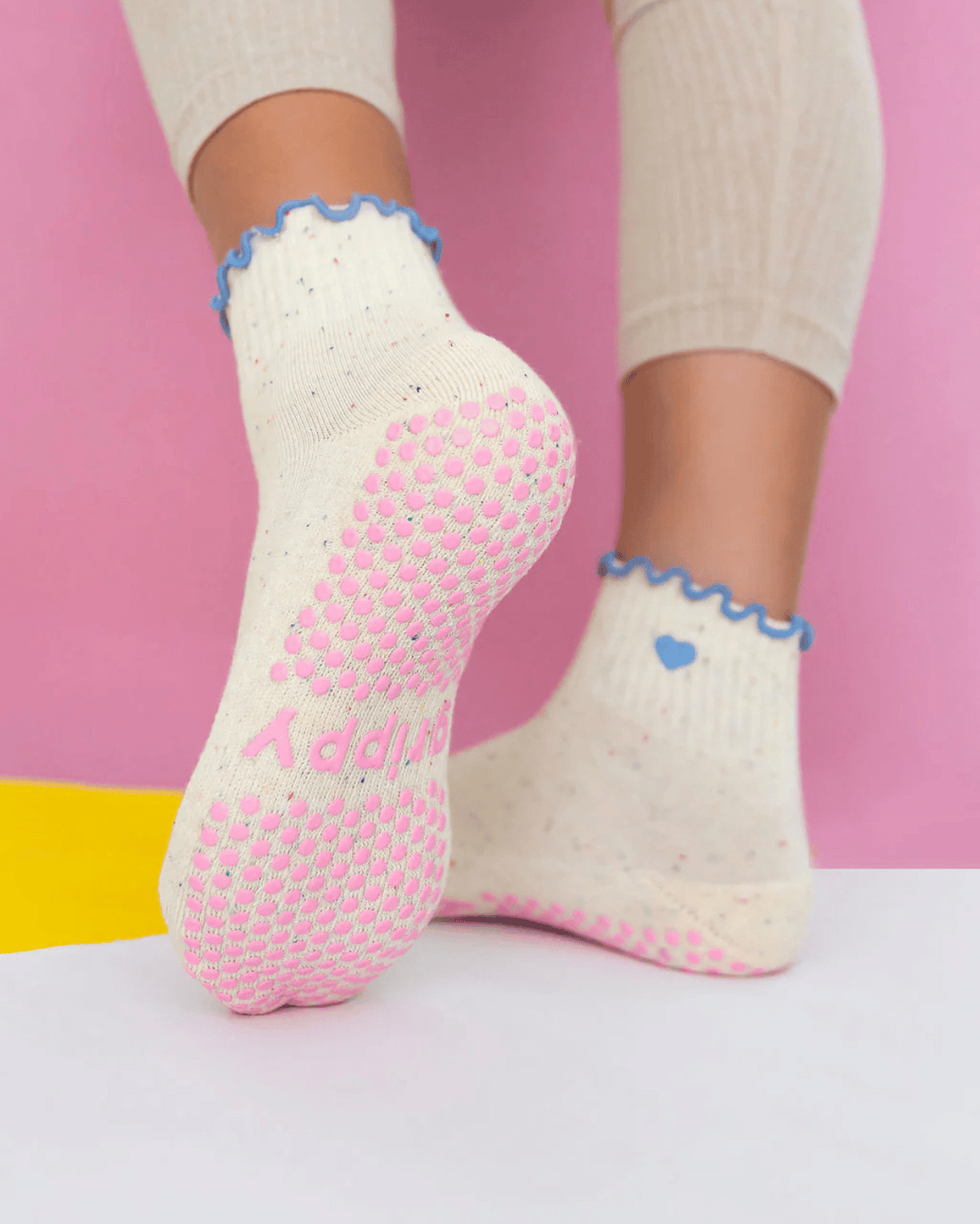 Confetti + Blue Grippy Socks 