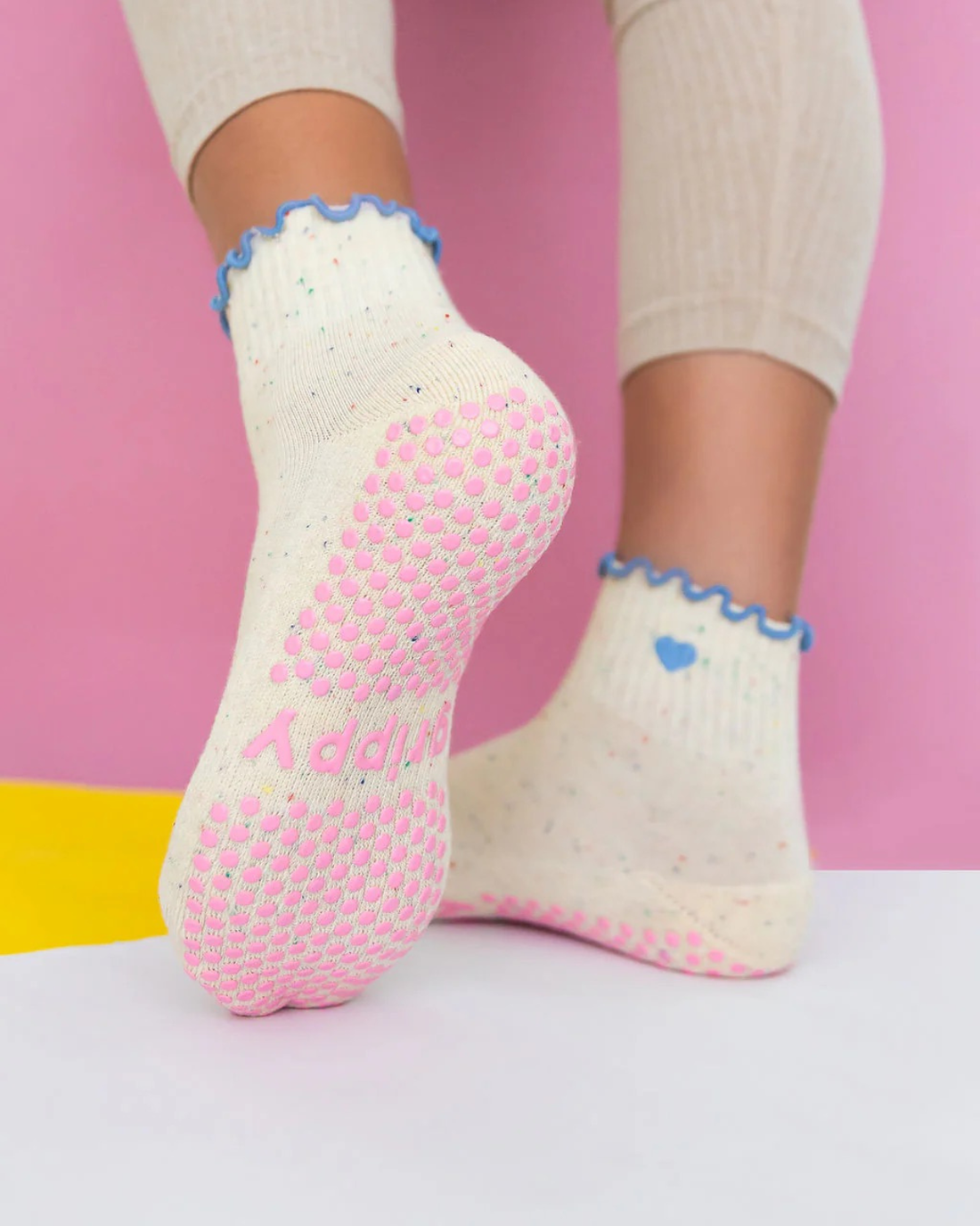 Confetti + Blue Frill Grippy Socks for Pilates