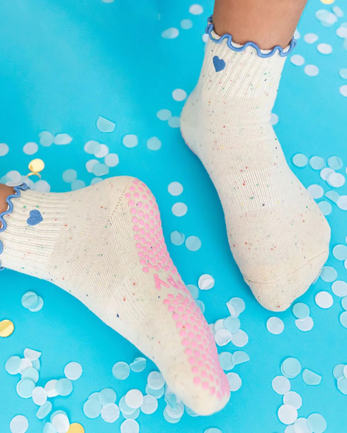 Confetti + Blue Frill Grippy Socks for Pilates