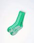Grippy Pilates Socks - Green Sidestripe Crew 