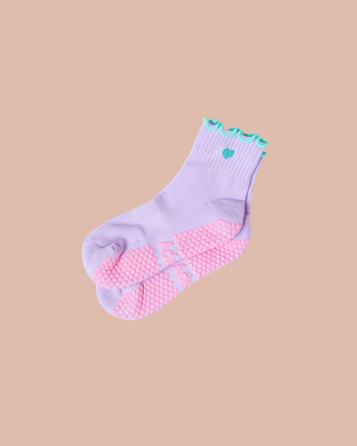 Lilac + Mint Frill Ankle Grippy Socks 