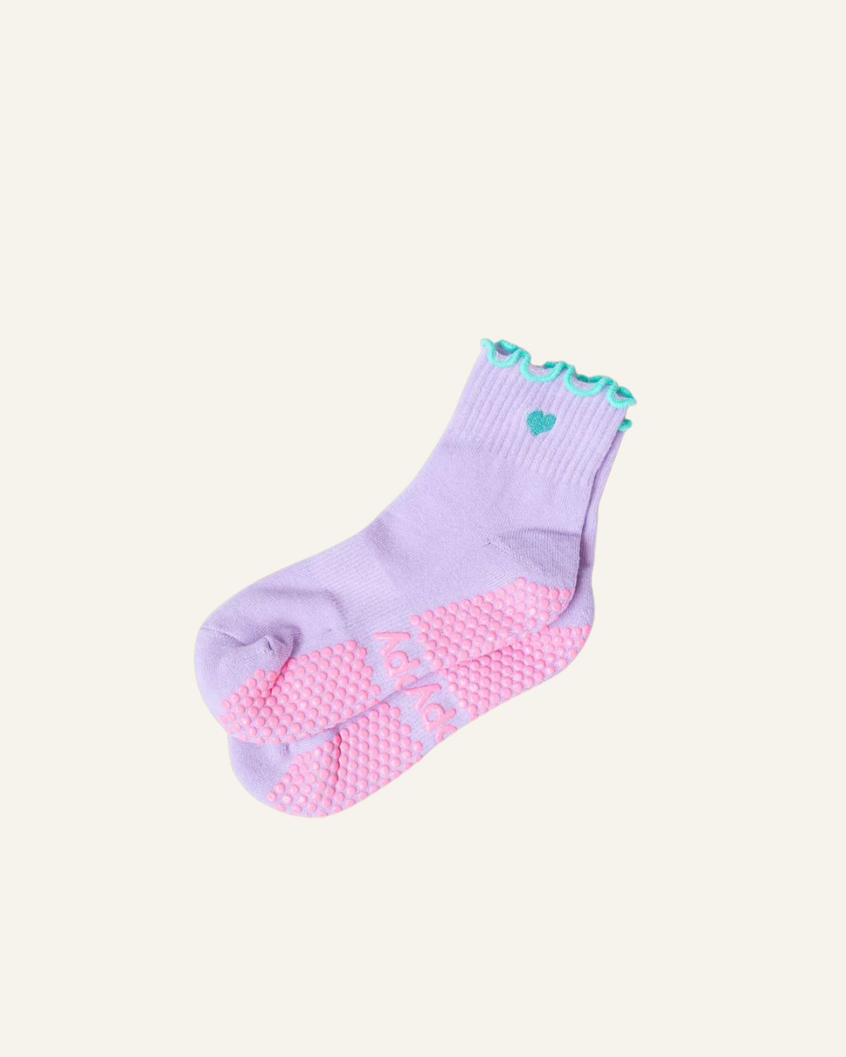 Lilac + Mint Frill Ankle Grippy Socks 