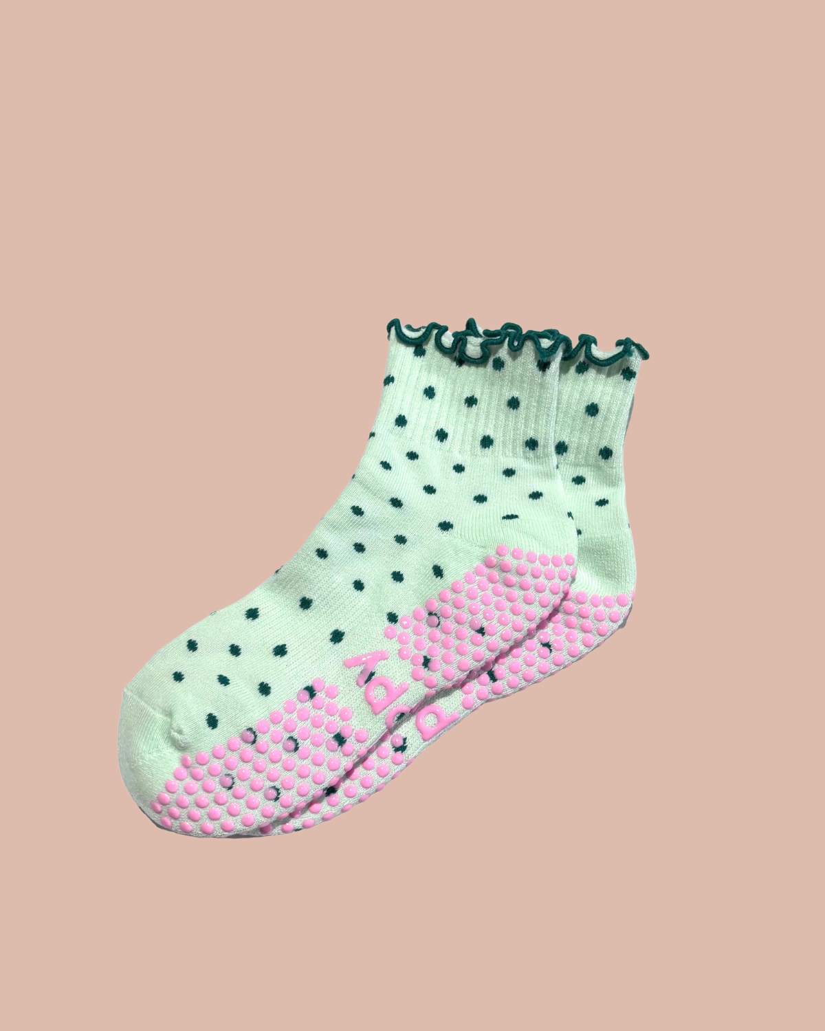 Mint Dotty Pilates Sock by Grippy 