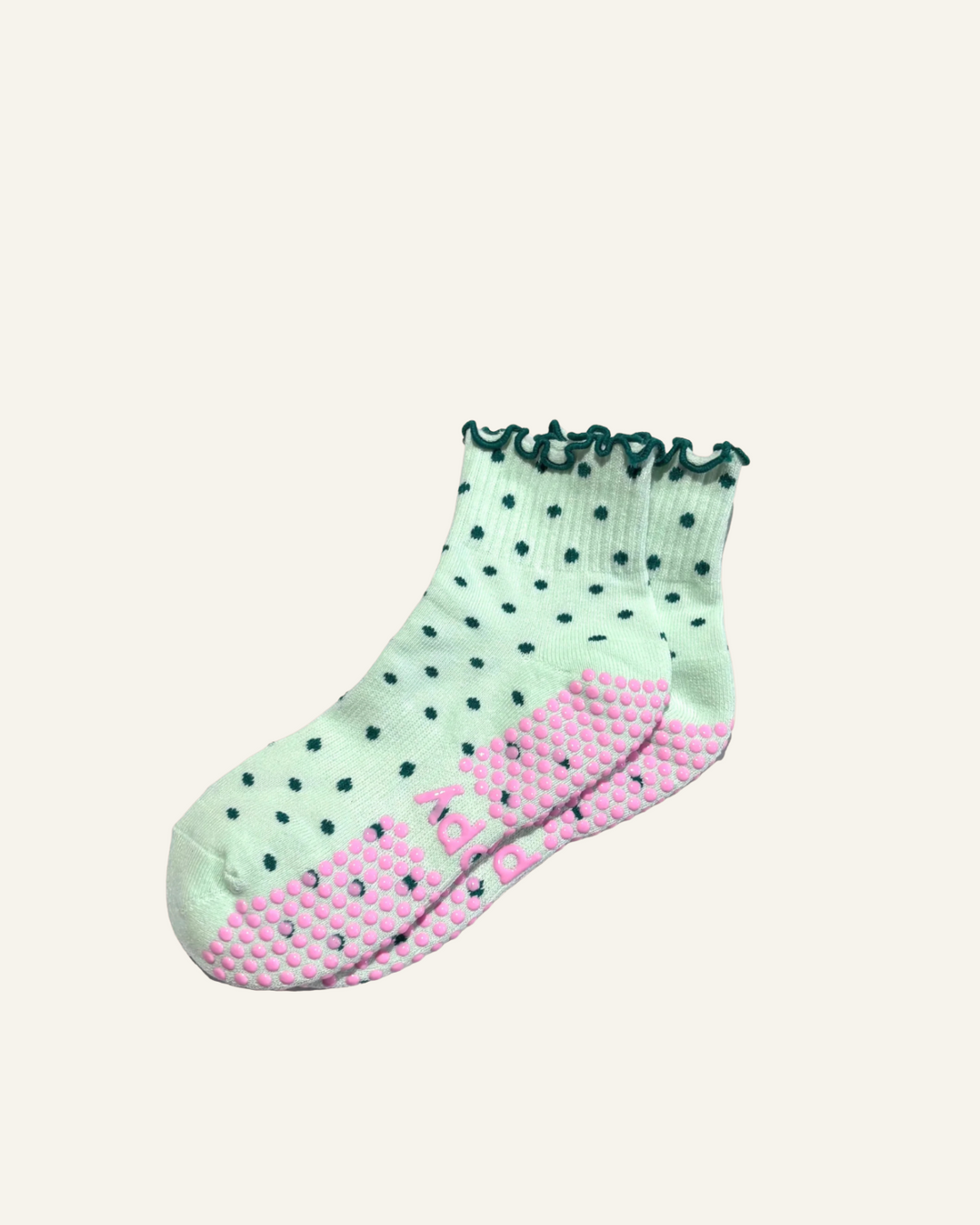 Mint Dotty Pilates Sock by Grippy 