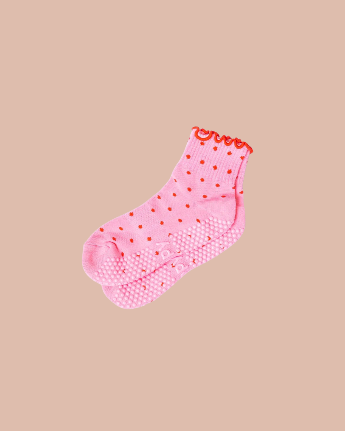 Pink + Red Dotty Pilates Grippy Socks 