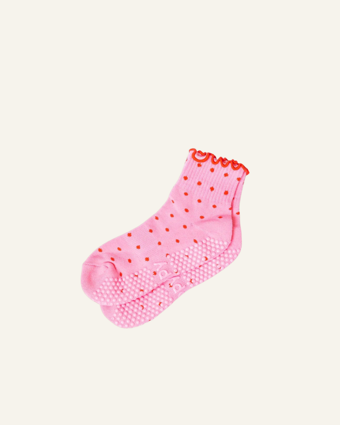 Pink + Red Dotty Pilates Grippy Socks 