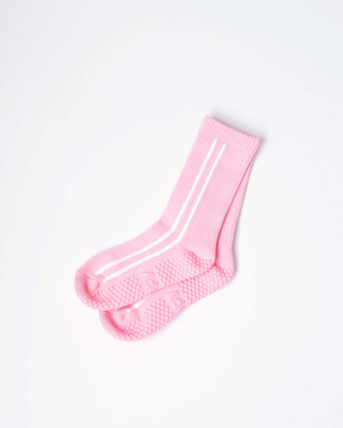 Grippy Socks - Pink Sidestripe Crew