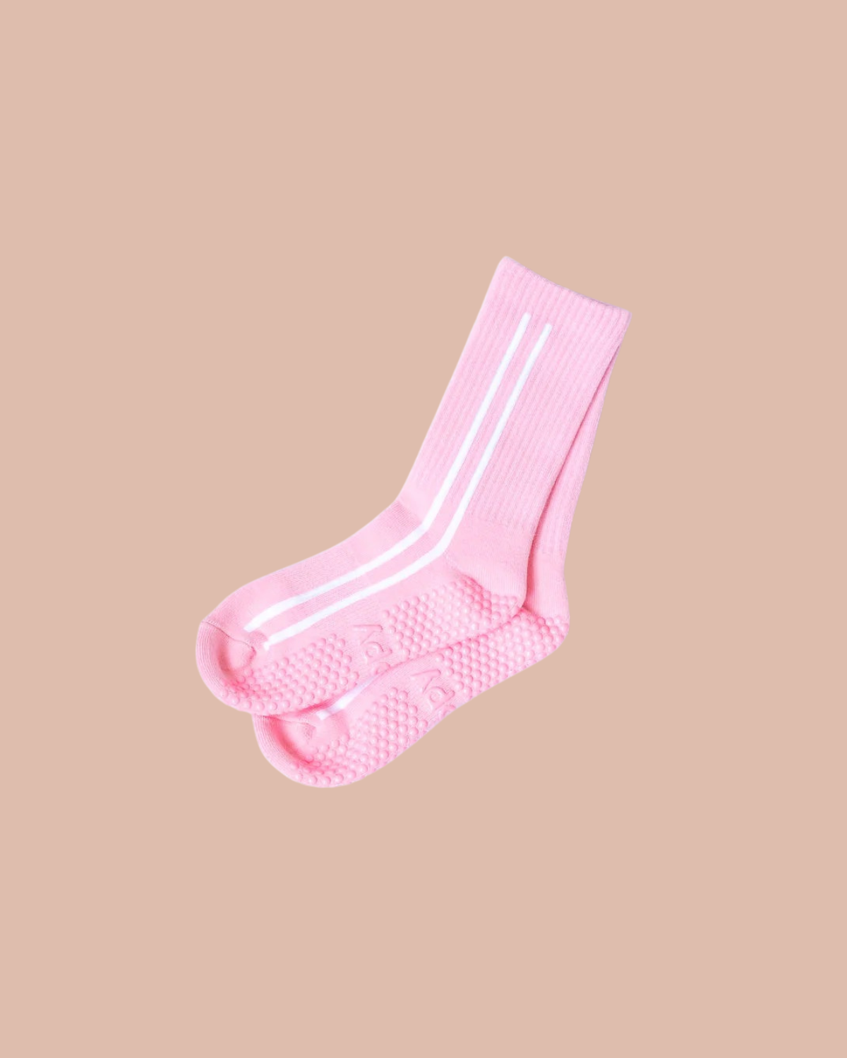 Grippy Socks - Pink Sidestripe Crew 