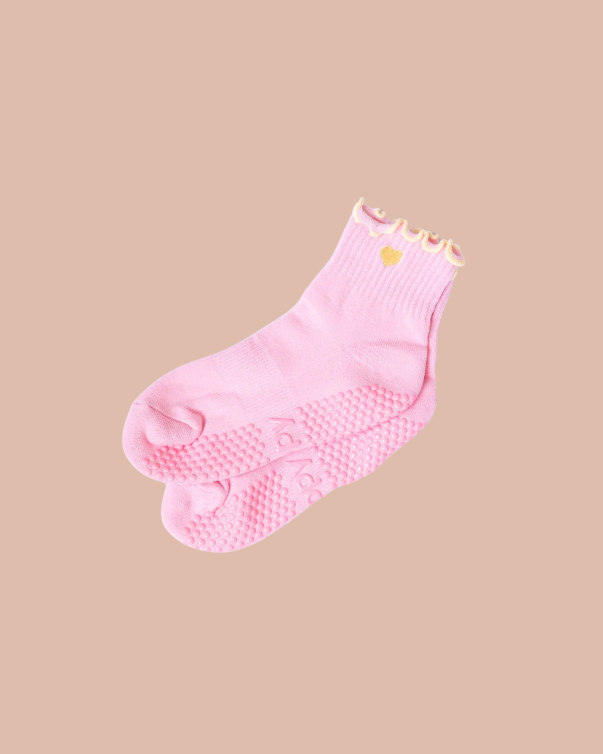 Pink + Yellow Frill Pilates Grippy Socks