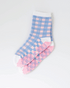 Muswellbrook Pilates Socks - Rainbow Gingham (Blue + Pink by Grippy