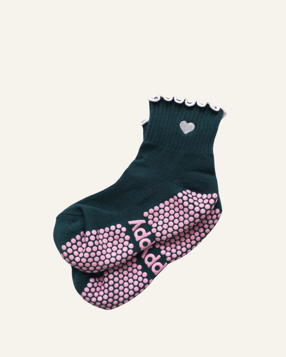 Teal + White Ankle Frill Pilates Grippy Socks 