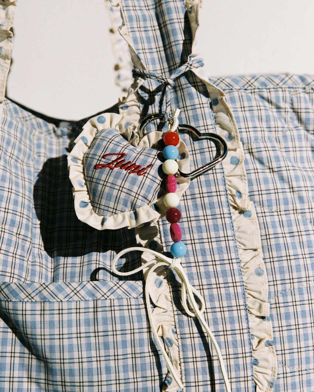 Heart Bag Charm - Blue Check by Juni 
