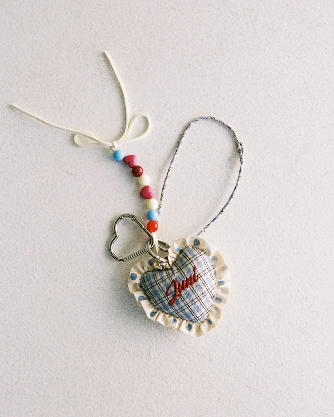 Heart Bag Charm - Blue Check by Juni 