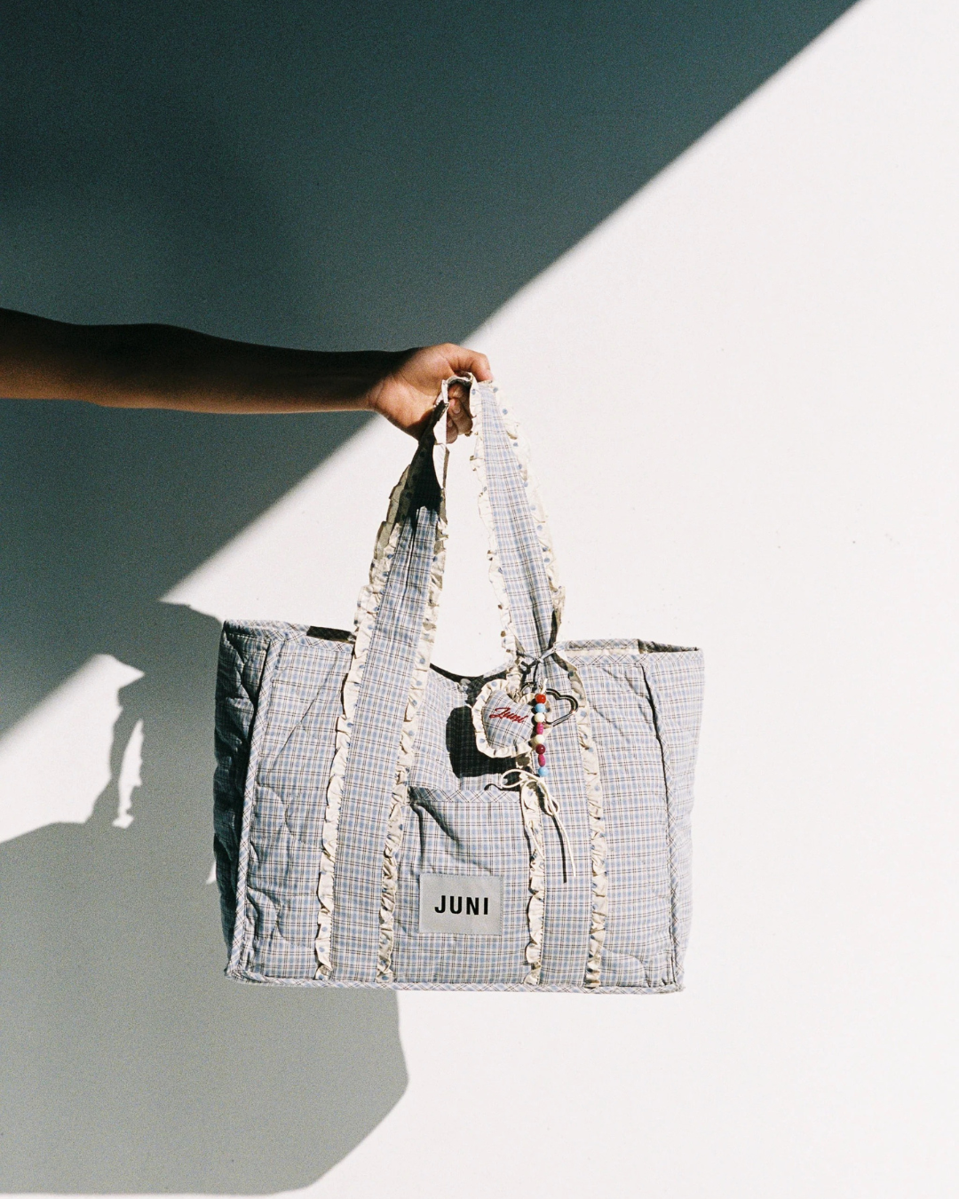 Heart Bag Charm - Blue Check by Juni 