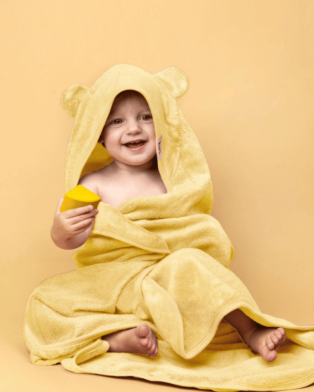 Hooded Baby Bath Towel in Buttercup by Kiin