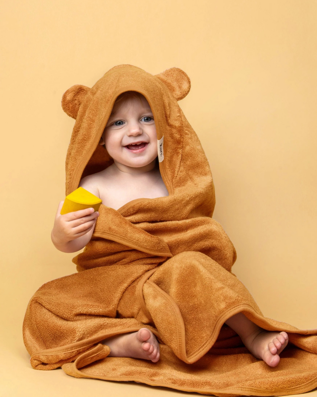 Hooded Baby Bath Towel in Caramel by Kiin