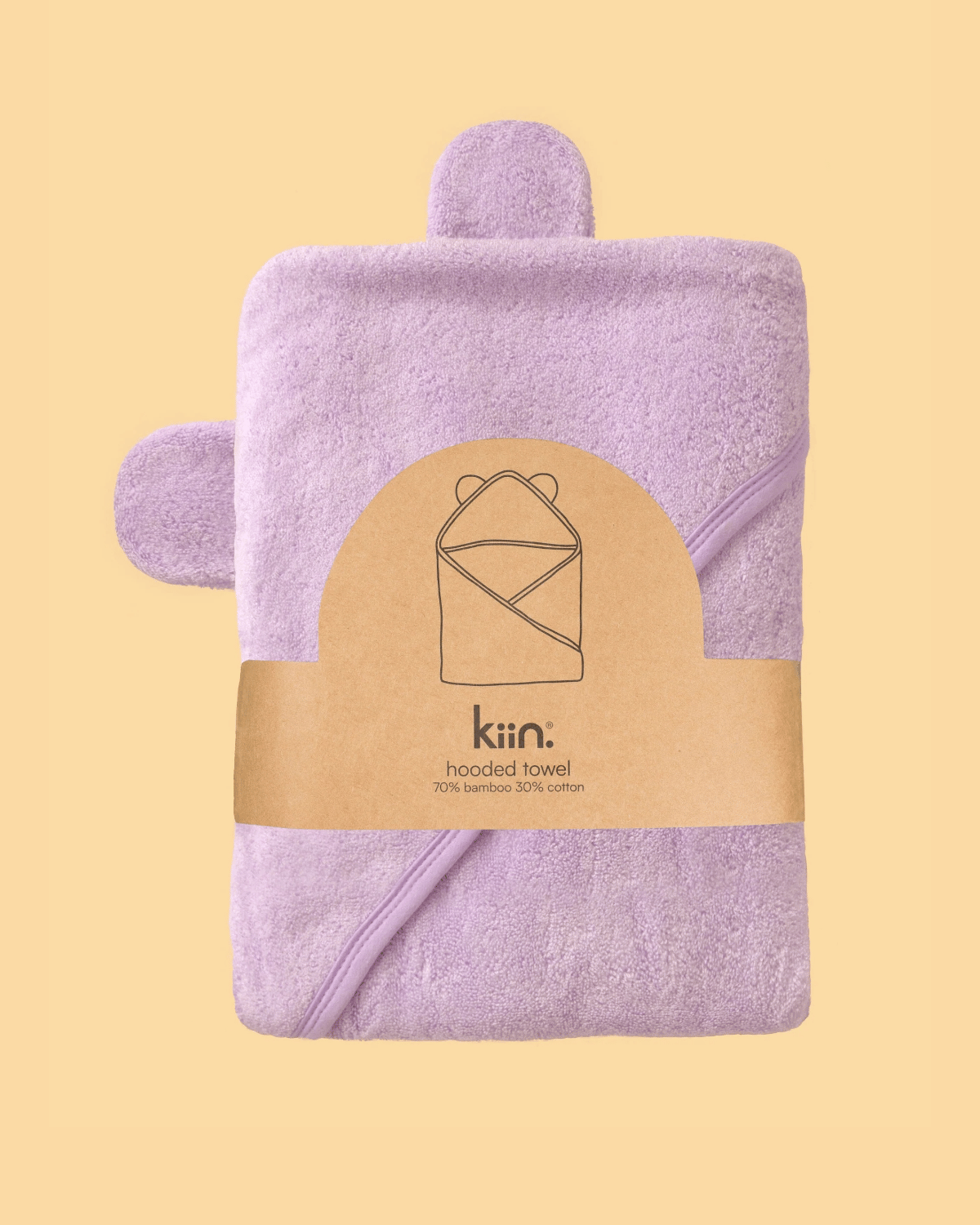 Hooded Baby Bath Towel in Lilac by Kiin 