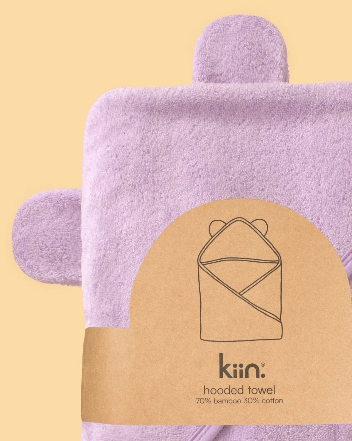 Purple Hooded Baby Bath Towel in Lilac by Kiin 