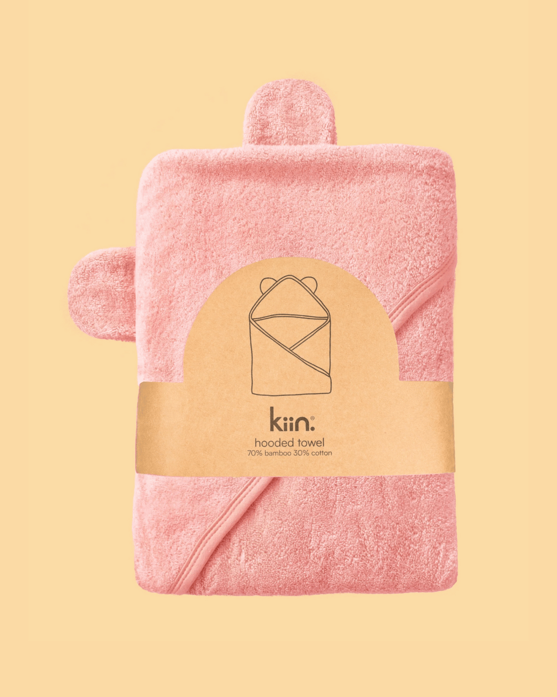 Hooded Baby Bath Towel in Peony by Kiin