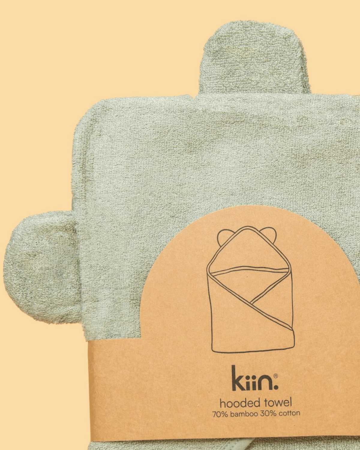 Hooded Baby Bath Towel in Sage Green by Kiin 