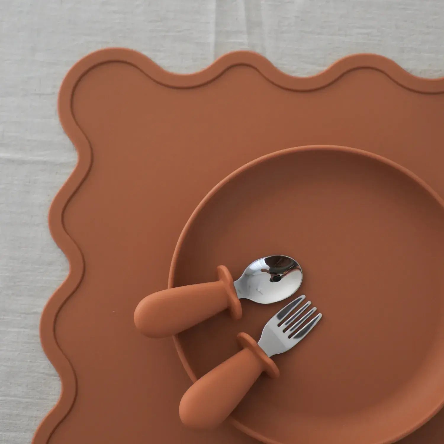 Wiggly Placement  - Cinnamon by Rommer Co  - Silicone Dinnerware for Babies