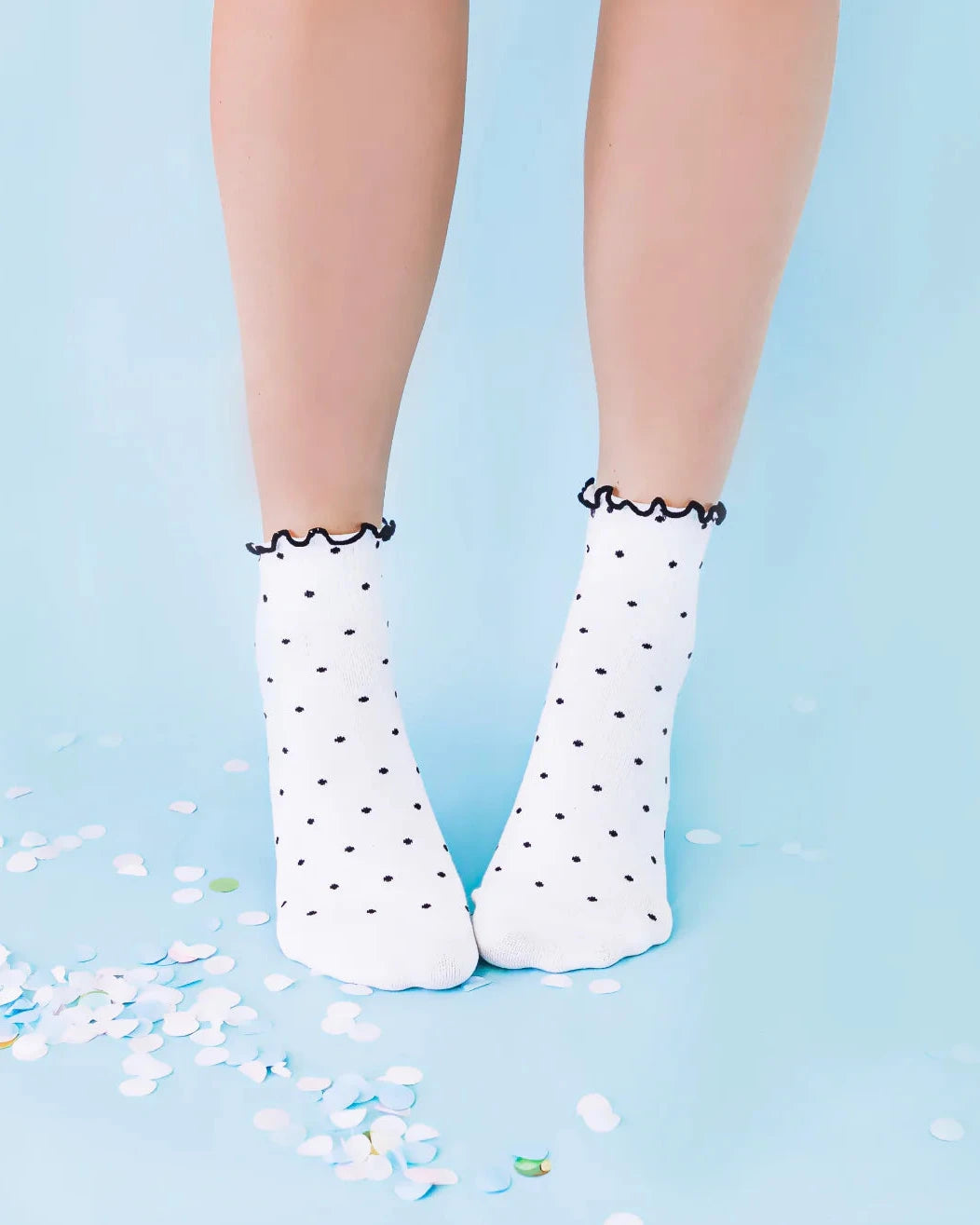 Grippy Socks - White Dotty